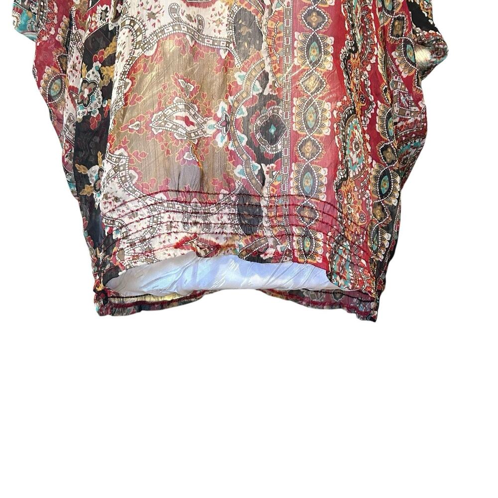 Vintage Y2K Sheer Red Floral Top Large Grunge Fairy - Picture 6 of 12